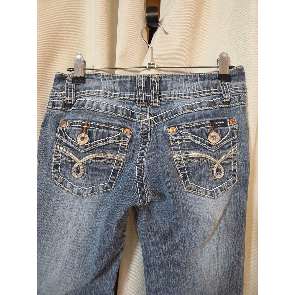 Angels Jeans Womens Size 5 Short Blue Bootcut Low Rise Y2K Contrast Stitch Denim - Picture 4 of 9